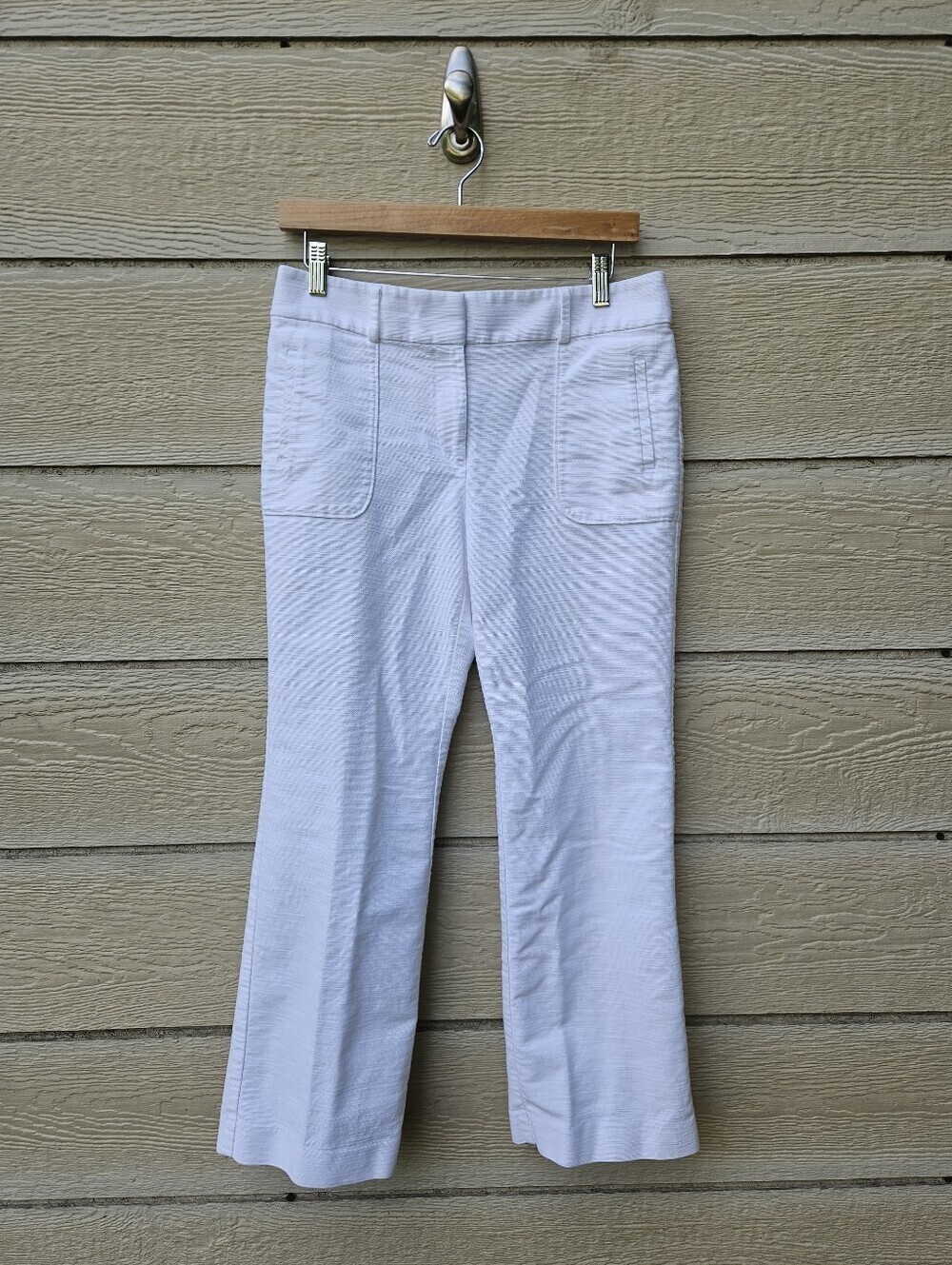 LOFT Marisa pants white cotton straight leg trouser size 6P